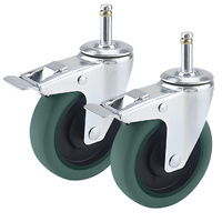 2X 4" Heavy Duty Polyurethane Swivel Castor Brake Wheels
