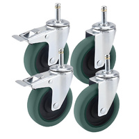 4" Heavy Duty Polyurethane Swivel Castor Wheels with 2 Lock Brakes Casters