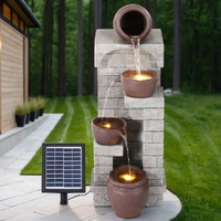 Gardeon Solar Fountain Water Feature  Pot Outdoor Indoor 4-Tier Cascading Brown