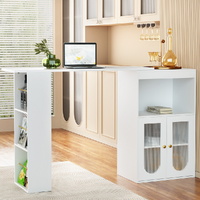 Artiss Bar Table Storage Cabinet Dining Wine Rack Home Office Desk Extendable
