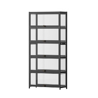 Artiss 5-Tier Display Cabinet Storage Bookshelf Clear Shelf Black
