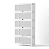 Artiss 5-Tier Display Cabinet Storage Bookshelf Clear Shelf White