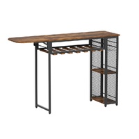 Artiss Industrial Bar Table with Wine Rack Built-in Cup Holder Extendable 140cm