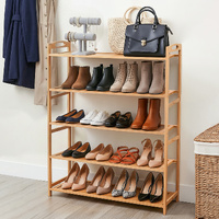 Artiss 5 Tier Shoe Rack Bamboo Storage Organiser Pine