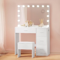 Artiss Dressing Table Set Stool 15 Led Bulbs White Darcy