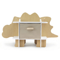 Keezi Dinosaur Kids Bookshelf 2-Tier Children's Bookcase Wooden with with Fabric Drawer, Toddler Bookshelf Toy Storage Organizer for Preschool, Kids R