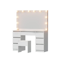 Artiss Dressing Table Vanity Desk Set Stool 12 Led Bulbs White