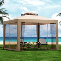 Instahut Gazebo Marquee 3m Outdoor Event Tent Camping Party Mesh Wall Canopy Brown