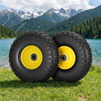 Gardeon 2pcs, 4.10/3.50-4 Tire And Wheel Flat Free, 26cm Solid Rubber Tires with 5/8 Axle Bore Hole And Double Sealed Bearings, Perfect for Wheelbarro