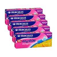 Hercules Ezy Slide Medium Storage Bags 15pk x5