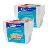 Hercules Takeaway Food Containers 10pk x 1000ml x2