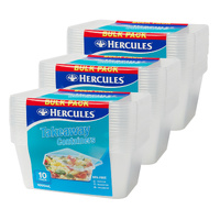 Hercules Takeaway Food Containers 10pk x 1000ml x3