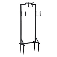 Green Fingers Garden Hose Holder Metal Portable Freestanding Hose Stand 4 Spikes Black