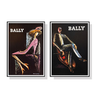 Bally Man & Woman 2 Sets Black Frame Canvas Wall Art