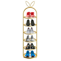 Gold Plated Metal Shoe Organizer Space Saving Portable Footwear Storage Shelf
