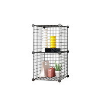 Black Portable Storage Organiser Foldable DIY Modular Grid Space Saving Shelf