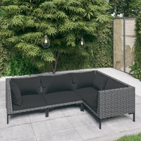 Garden Lounge Set with Cushions Poly Rattan Dark Grey