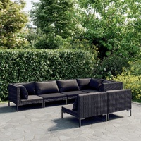 Garden Lounge Set with Cushions Poly Rattan Dark Grey