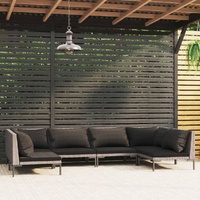 Garden Lounge Set with Cushions Poly Rattan Dark Grey