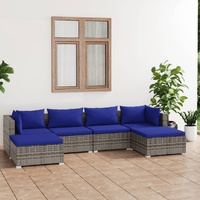 Garden Lounge Set with Cushions Poly Rattan Grey