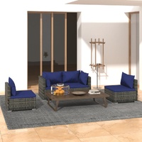 Garden Lounge Set with Cushions Poly Rattan Grey