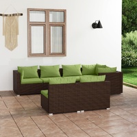 Garden Lounge Set with Cushions Brown Poly Rattan