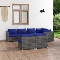 Garden Lounge Set with Cushions Grey Poly Rattan