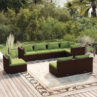 Garden Lounge Set with Cushions Poly Rattan Brown