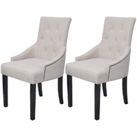 Dining Chairs Cream Grey Fabric