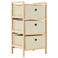 Storage Rack with Fabric Baskets Cedar Wood Beige