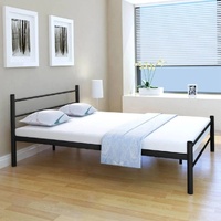 Pine Bed Frame Black Metal