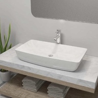Bathroom Basin with Mixer Tap Ceramic White