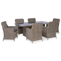 7 Piece Outdoor Dining Set Poly Rattan