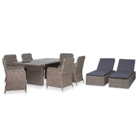 9 Piece Outdoor Dining Set Poly Rattan