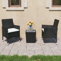 Bistro Set Poly Rattan and Tempered Glass