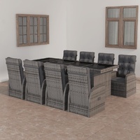 Outdoor Dining Set with Cushions Poly Rattan