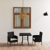 3 Piece Garden Dining Set Poly Rattan