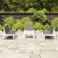 4 Piece Garden Lounge Set with Cushions Plastic