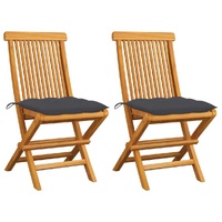 Garden Chairs with Cushions Solid Teak Wood
