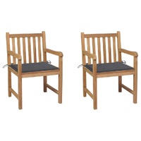Garden Chairs with Cushions Solid Teak Wood