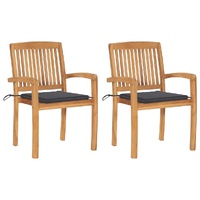 Garden Chairs with Cushions Solid Teak Wood
