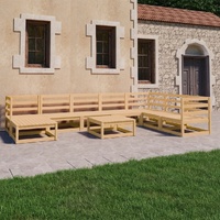 9 Piece Garden Lounge Set Solid Pinewood