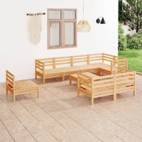 9 Piece Garden Lounge Set Solid Pinewood
