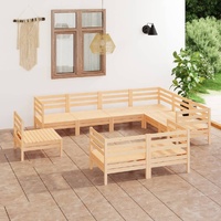 9 Piece Garden Lounge Set Solid Pinewood