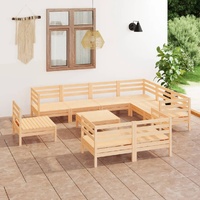 10 Piece Garden Lounge Set Solid Pinewood