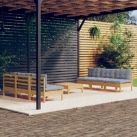 7 Piece Garden Lounge Set with Cushions Pinewood