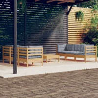 7 Piece Garden Lounge Set with Cushions Pinewood