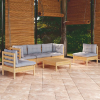 6 Piece Garden Lounge Set with Cushions Solid Pinewood