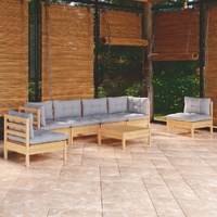7 Piece Garden Lounge Set with Cushions Solid Pinewood