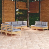 7 Piece Garden Lounge Set with Cushions Solid Pinewood